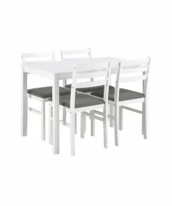AC Design Furniture Alicante rektangulært spisebordssett med bord og 4 stoler, 110 x 70 x 74,5 cm
