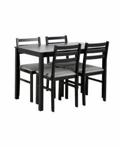 AC Design Furniture Alicante rektangulært spisebordssett med bord og 4 stoler, 110 x 70 x 74,5 cm