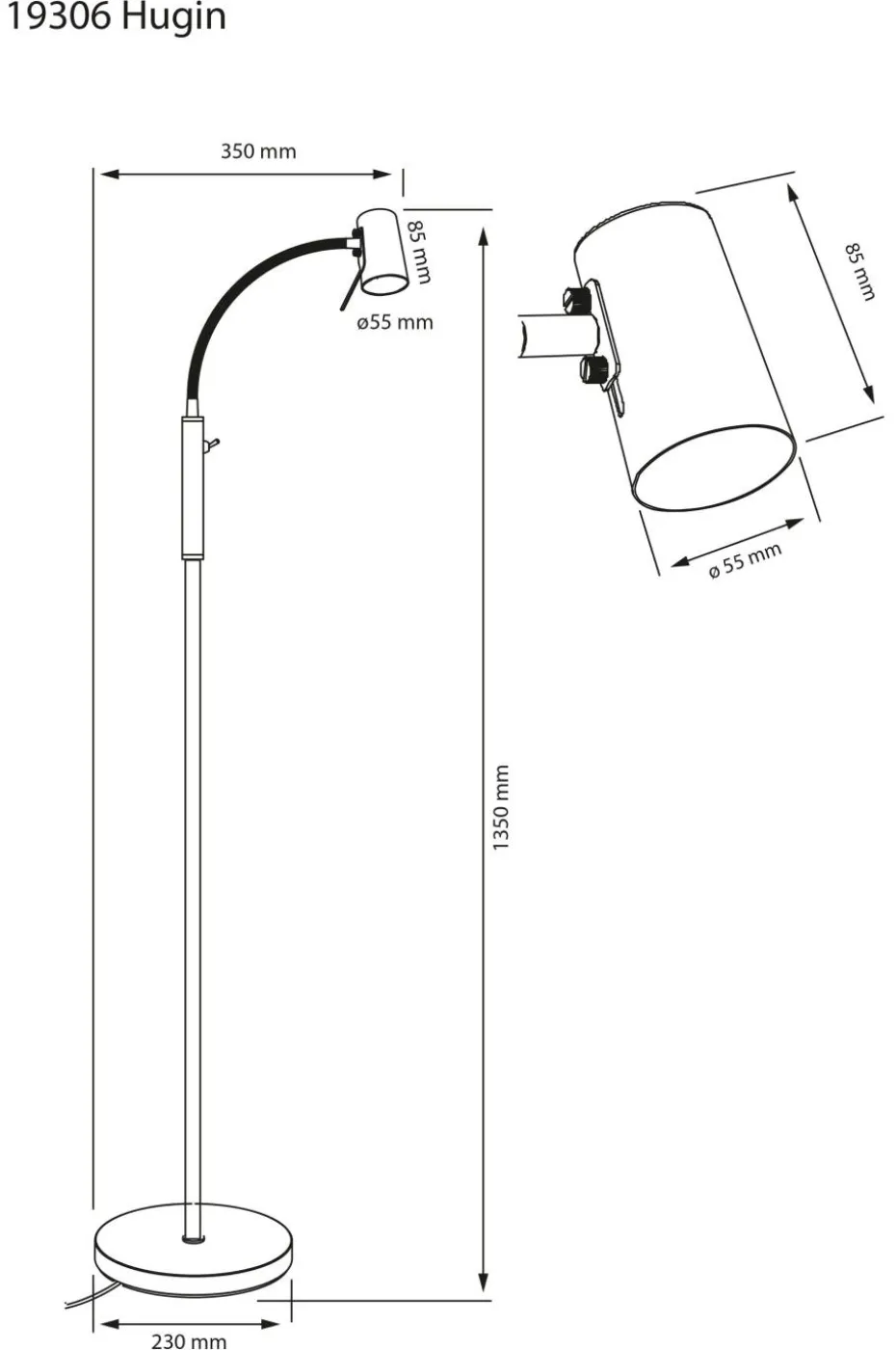 Aneta Lighting Gulvlampe Hugin