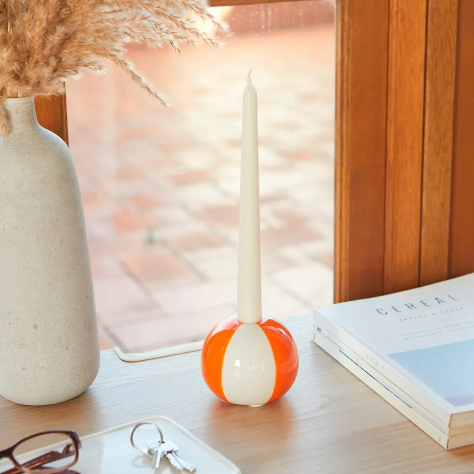 Balvi Keramisk lysestake Beachball, Gul