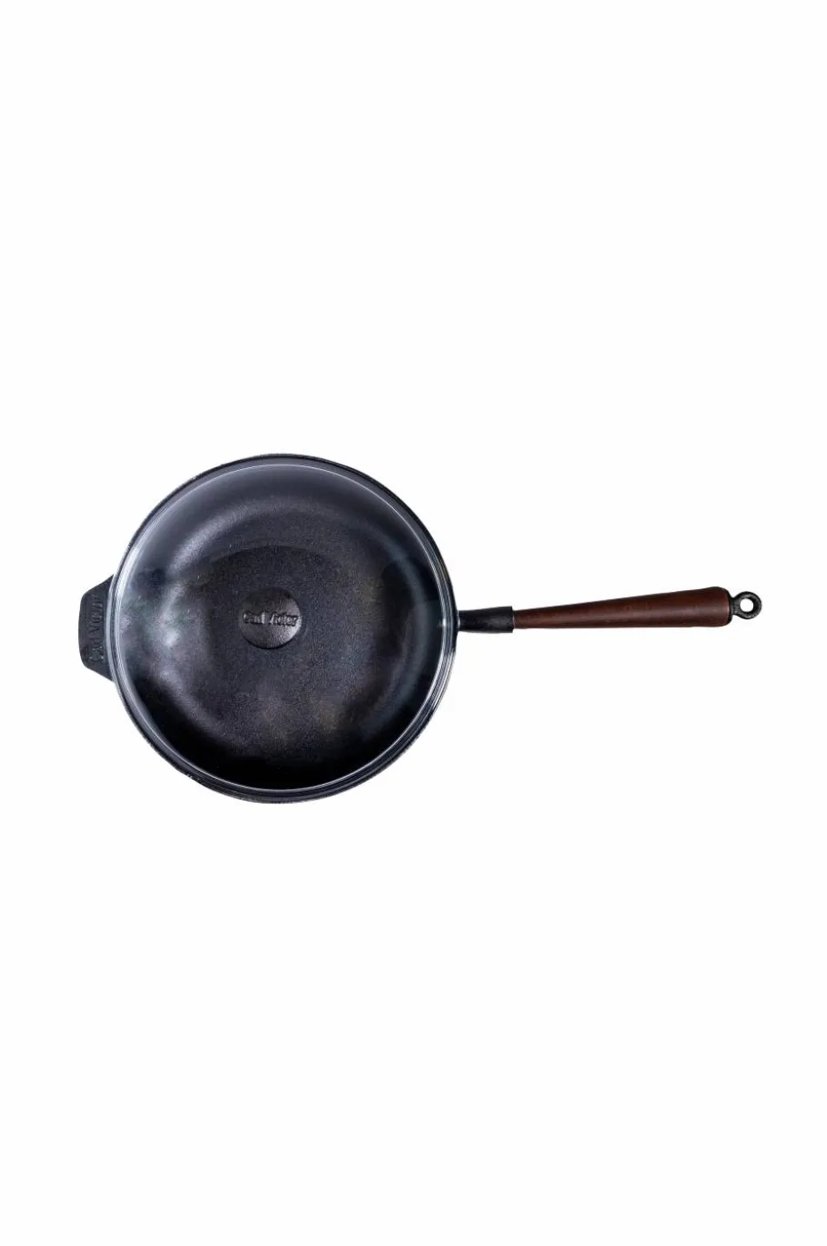 Carl Victor Traktørpanne i støpejern med glasslokk diameter 25 cm