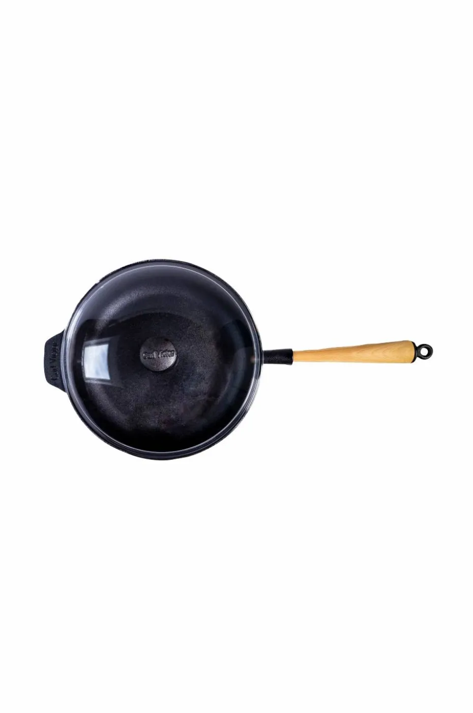 Carl Victor Traktørpanne i støpejern med glasslokk diameter 25 cm