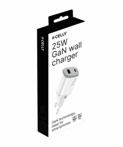 Celly Usb-lader Gan 1 x Usb-a + 1 x Usb-c PD 25w