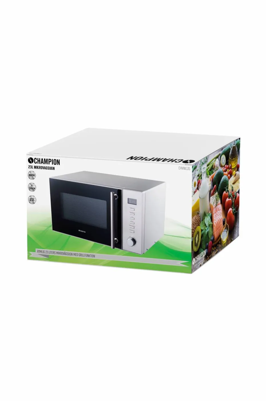 Champion Nordic Mikrobølgeovn 23l 900W, Rustfri