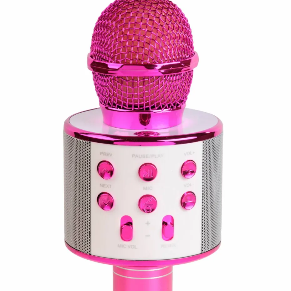 Denver Bluetooth-karaokemikrofon med innebygd høyttaler Rosa