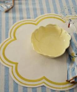 Ellos Home Bordmatte Elly Scallop i resirkulert halvlinne 2-pakning
