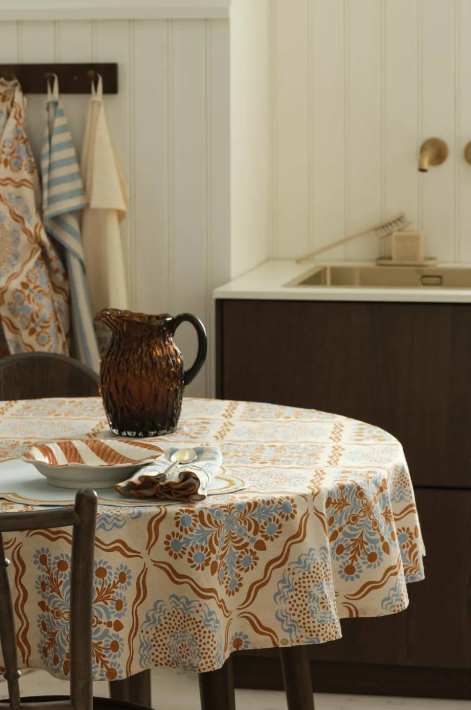 Ellos Home Duk Duk Elly Tile i resirkulert halvlinne Ø 150 cm