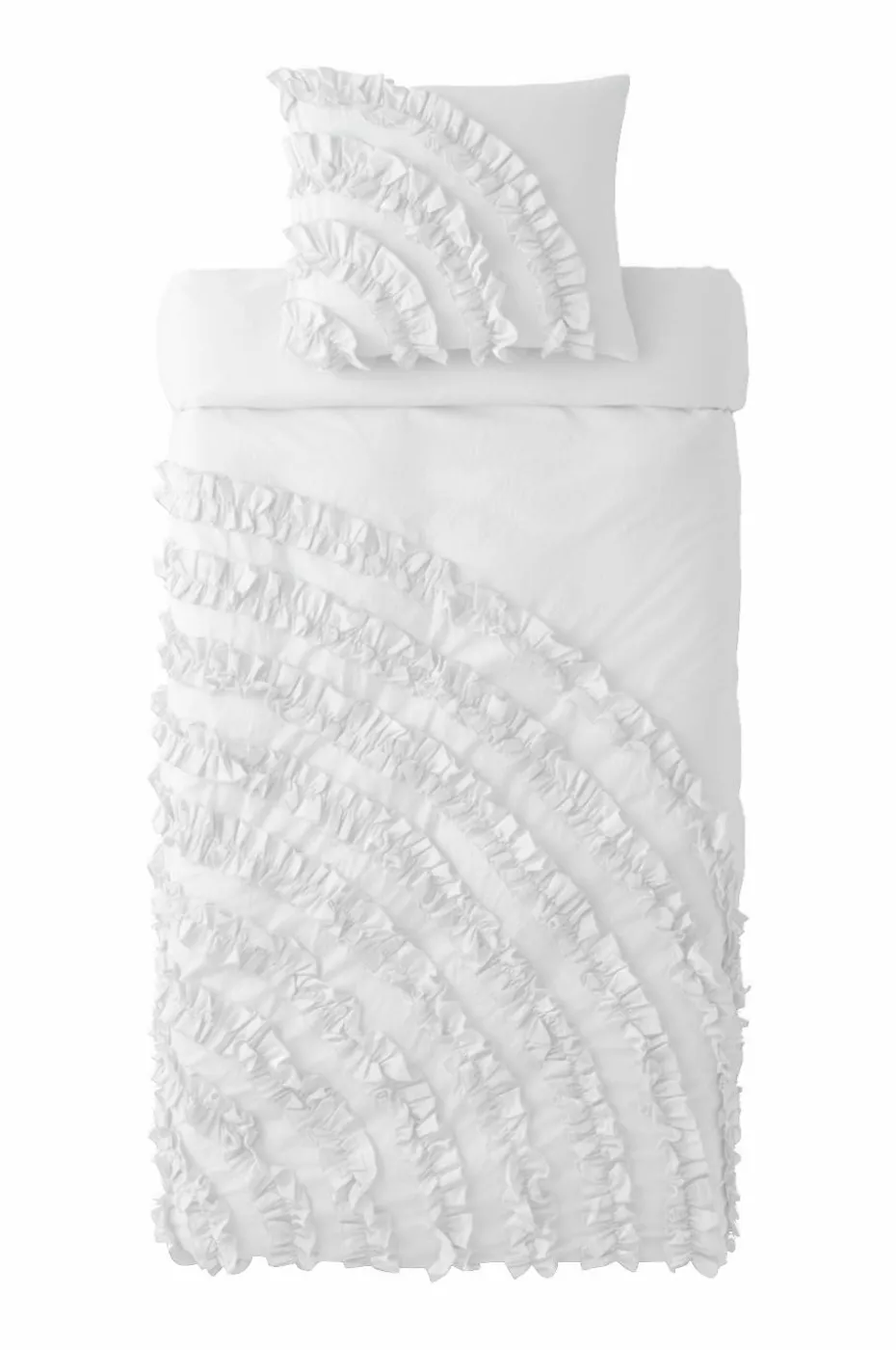 Ellos Home Dynetrekk Juliette Curve Frill i vasket bomull 2 deler