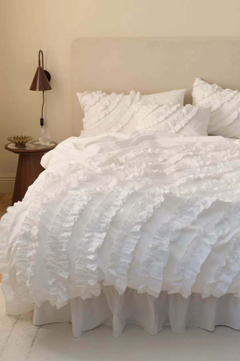 Ellos Home Dynetrekk Juliette Curve Frill i vasket bomull 2 deler