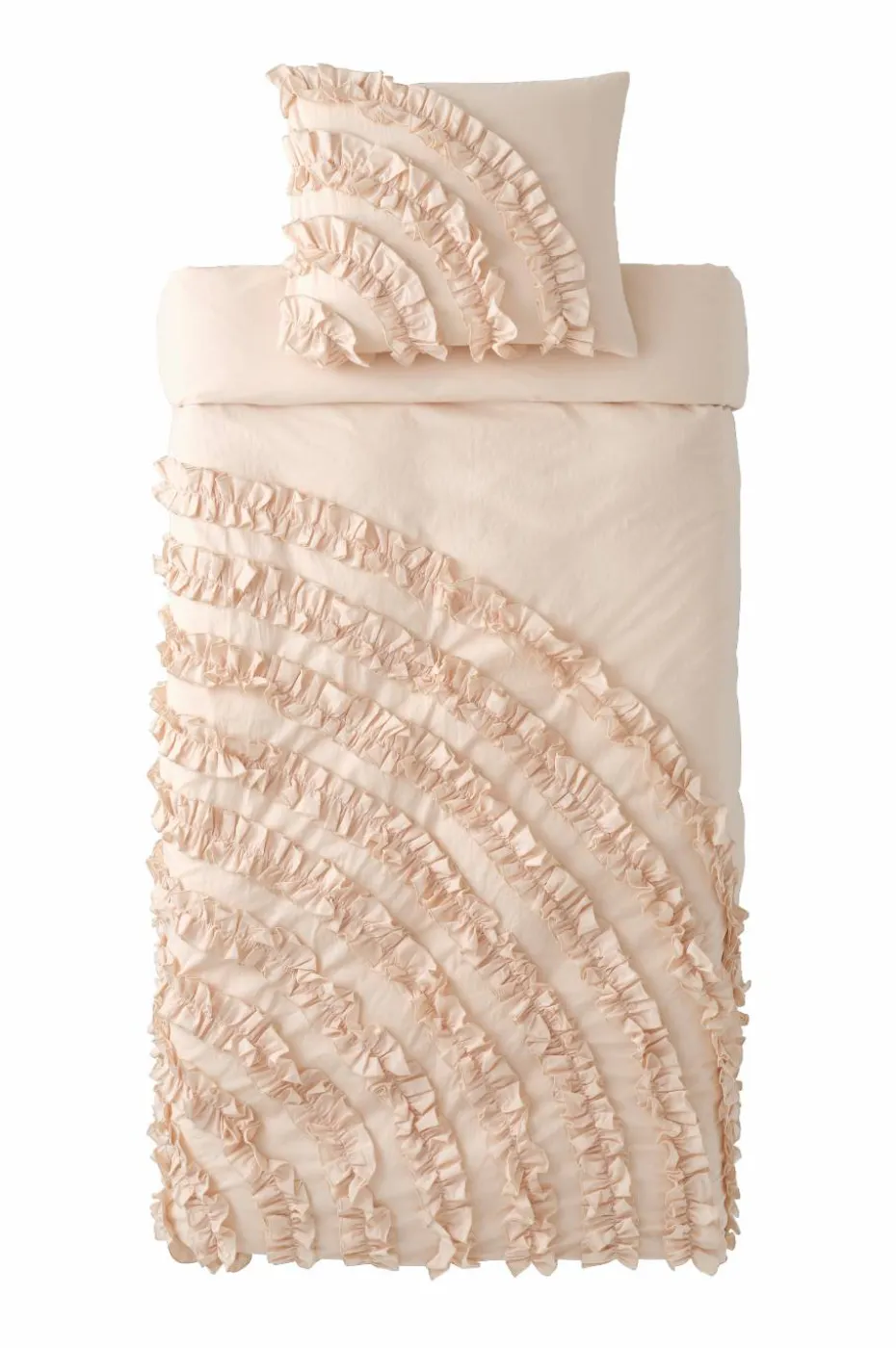 Ellos Home Dynetrekk Juliette Curve Frill i vasket bomull 2 deler