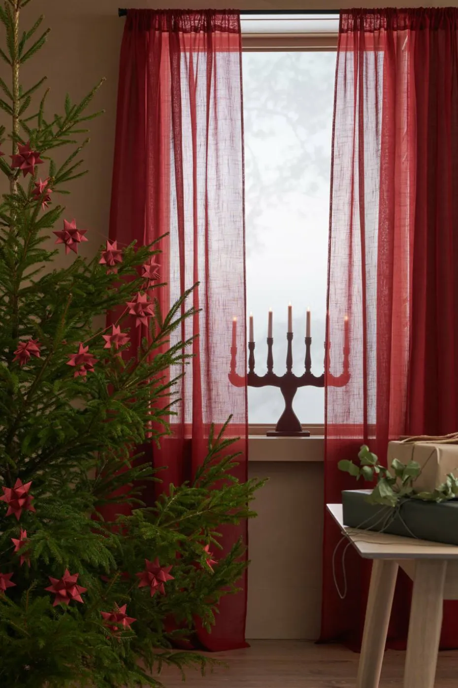 Ellos Home Gardin med løpegang Lara 2-pk