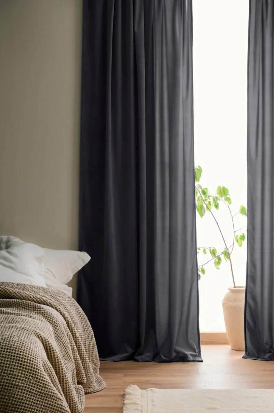 Ellos Home Gardin med multibånd Nora i fløyel 2-pk