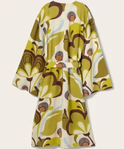Ellos Home Kimono Elly Retro i resirkulert halvlinne