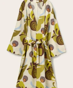 Ellos Home Kimono Elly Retro i resirkulert halvlinne