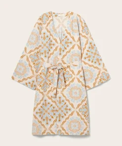 Ellos Home Kimono Elly Tile Kimono i resirkulert halvlinne
