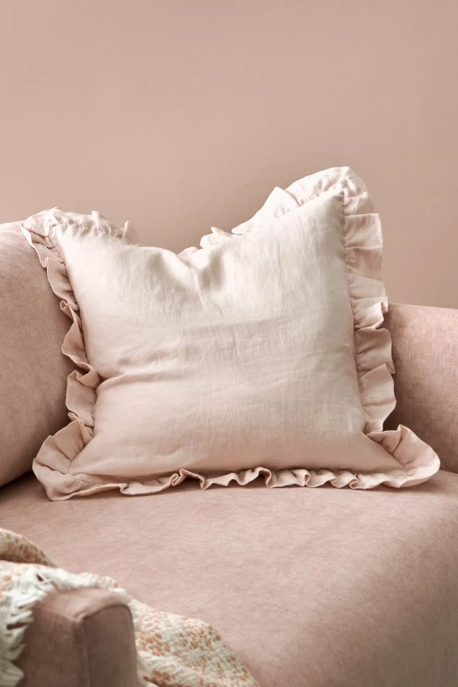 Ellos Home Putetrekk Candice Frill i vasket lin
