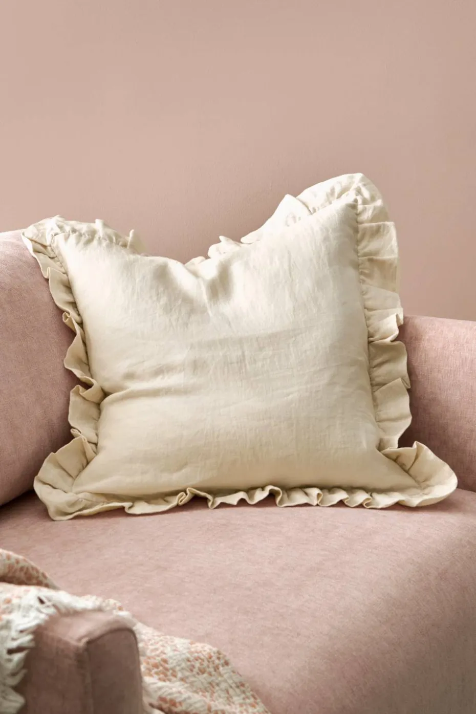 Ellos Home Putetrekk Candice Frill i vasket lin