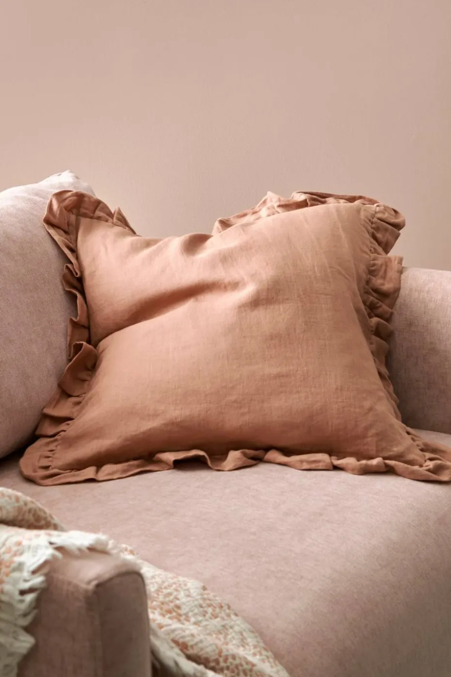 Ellos Home Putetrekk Candice Frill i vasket lin