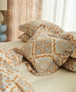 Ellos Home Putetrekk Elly Tile Frill i resirkulert halvlinne