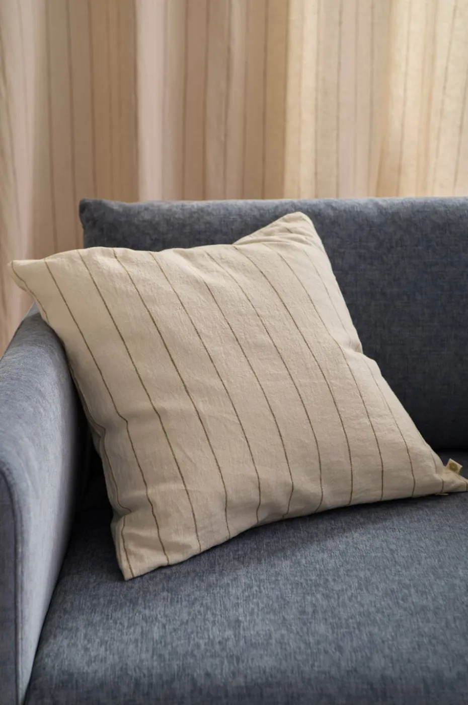 Ellos Home Putetrekk Elly Thin Stripe i resirkulert halvlinne