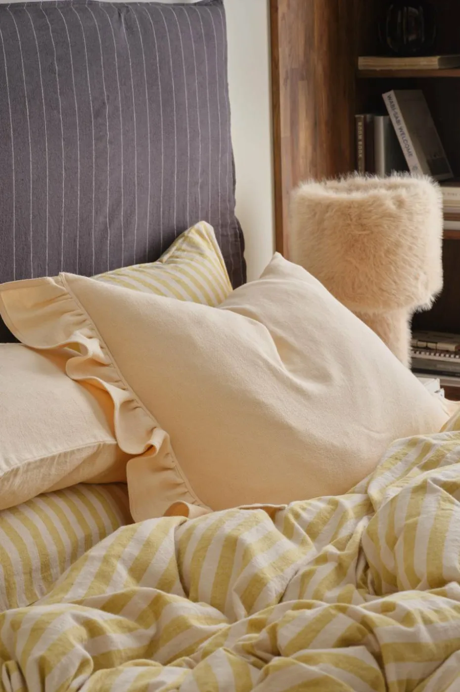 Ellos Home Putetrekk Elly Frill i resirkulert halvlinne
