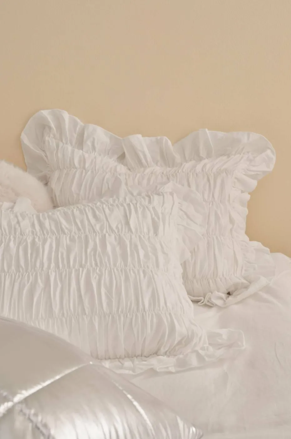 Ellos Home Putetrekk Juliette Elastic Frill i vasket bomull
