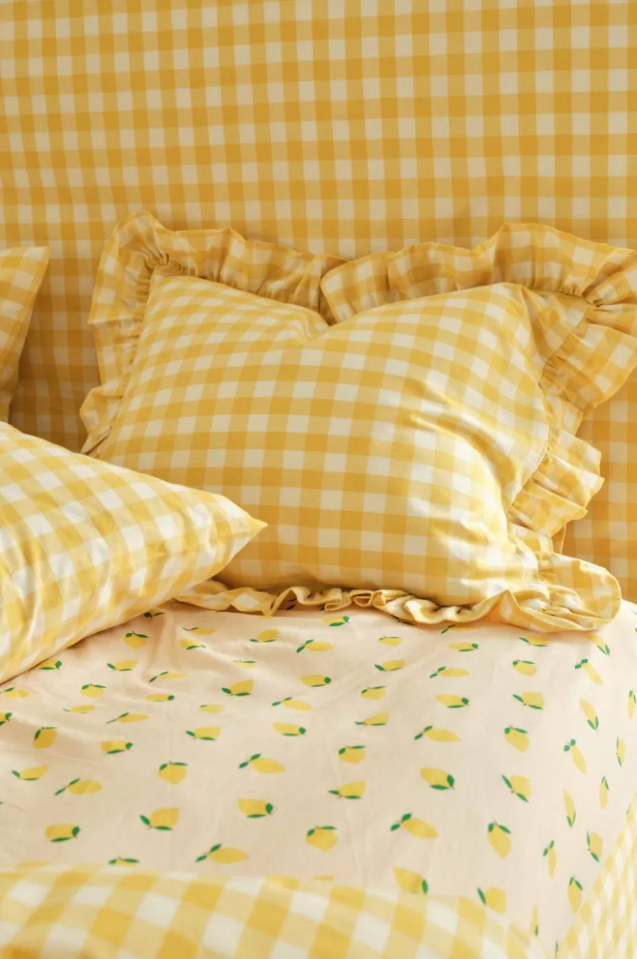 Ellos Home Putetrekk Sonneli Check Frill PC i bomull