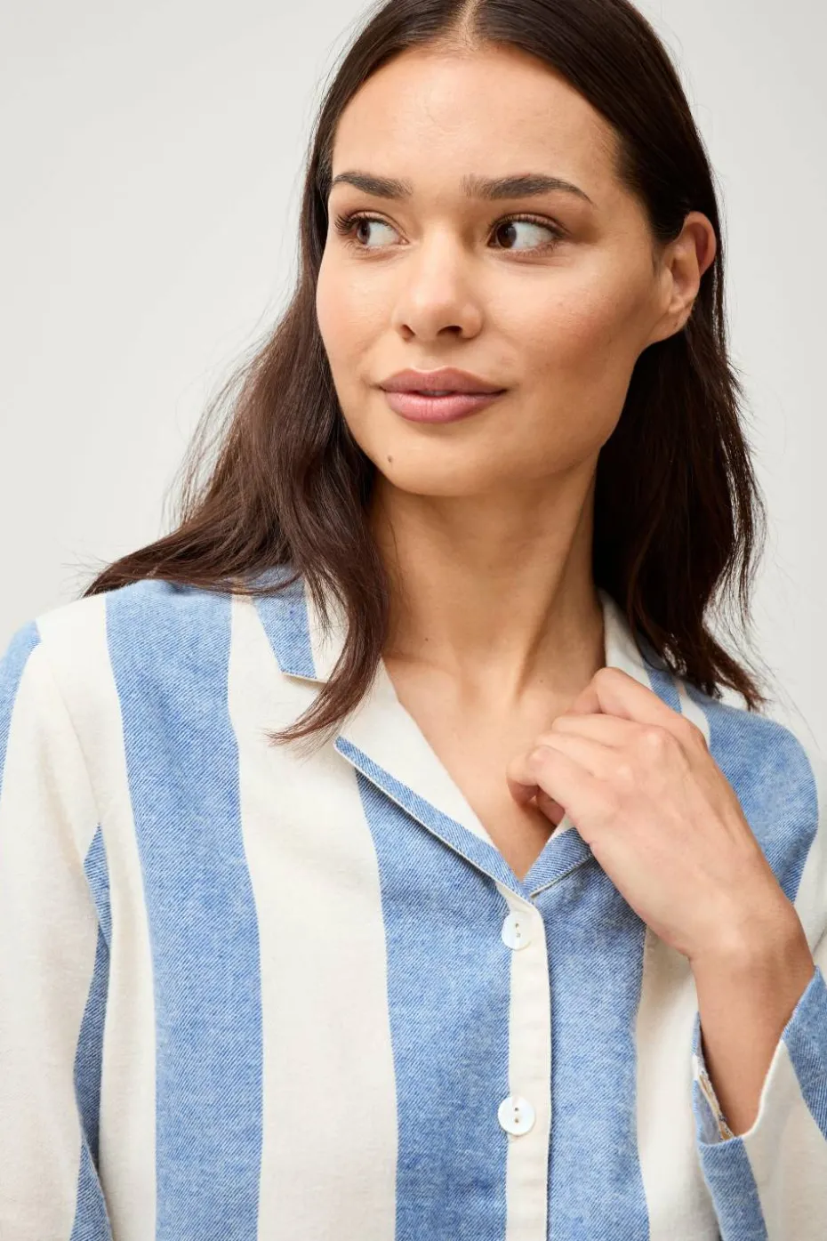 Ellos Home Pysjamasskjorte Valerie Block Stripe Long Sleeve