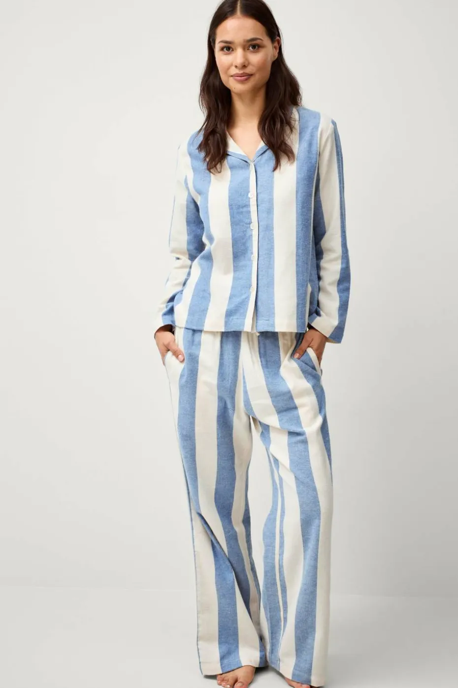 Ellos Home Pysjamasskjorte Valerie Block Stripe Long Sleeve