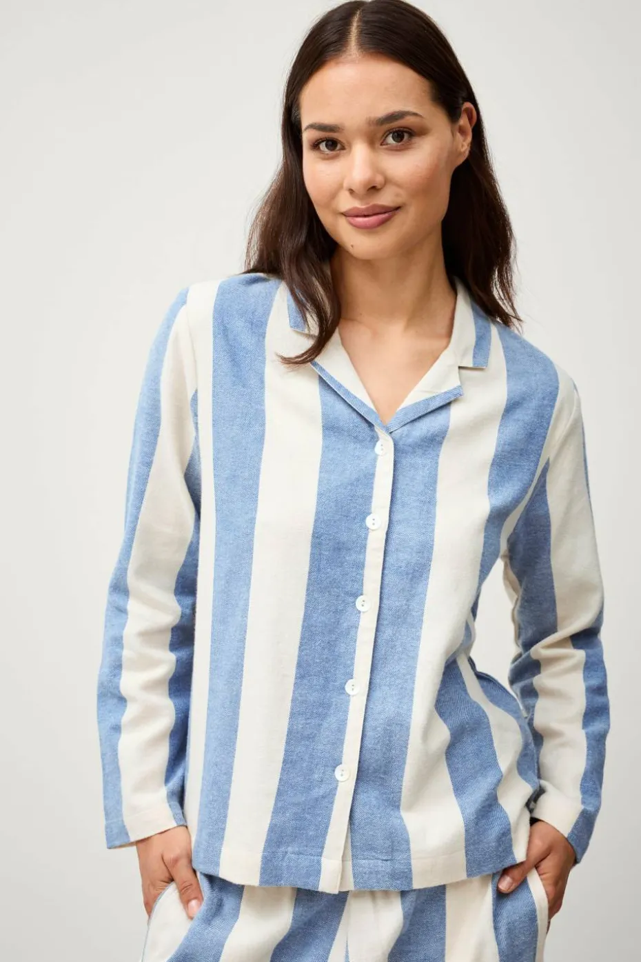 Ellos Home Pysjamasskjorte Valerie Block Stripe Long Sleeve