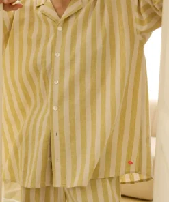 Ellos Home Pysjamasskjorte Elly Classic Stripe i resirkulert halvlinne
