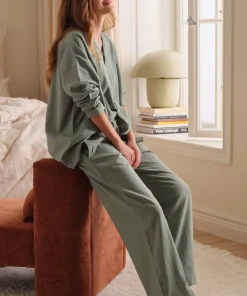 Ellos Home Pysjbukser Pyjama Pant Elly i resirkulert halvlinne