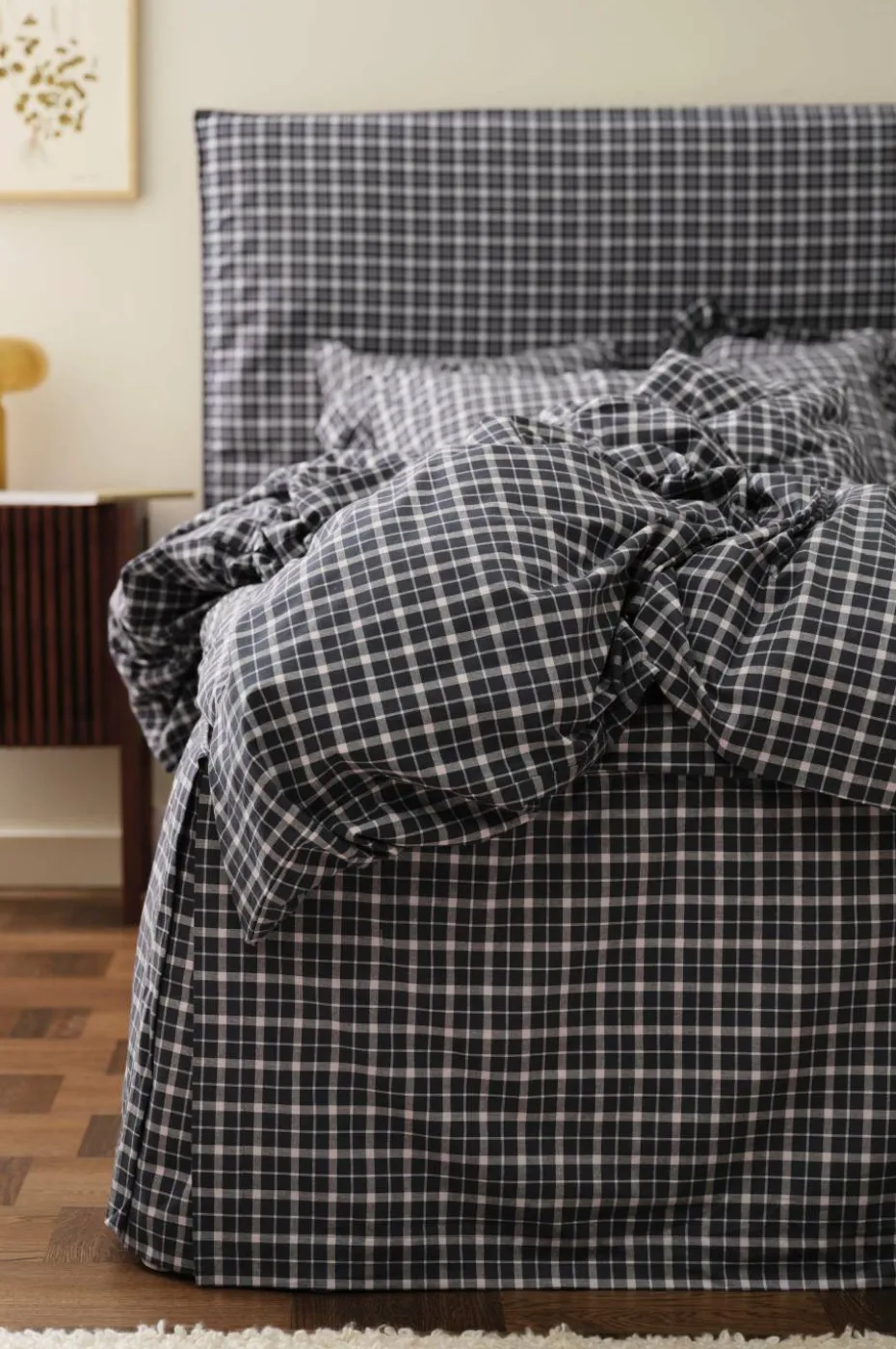 Ellos Home Sengekappe Sonneli Check i bomull høyde 52 cm