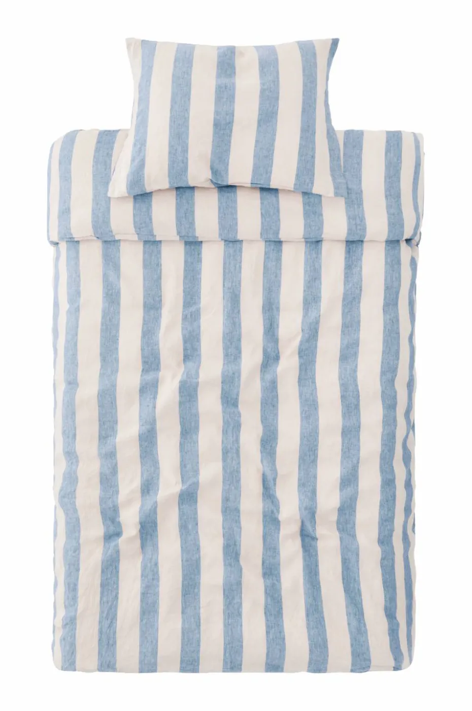 Ellos Home Sengesett Candice Block Stripe i vasket lin, 2 deler