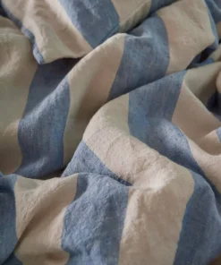 Ellos Home Sengesett Candice Block Stripe i vasket lin, 2 deler