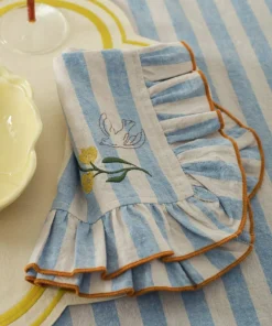 Ellos Home Servietter Elly Classic Stripe i resirkulert halvlinne 2-pakning