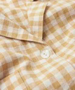 Ellos Home Skjorte Elly Check Camp Collar i resirkulert halvlinne
