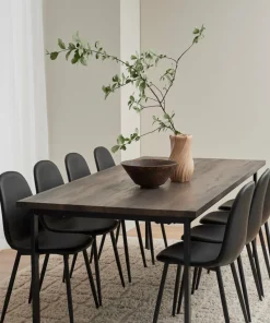 Ellos Home Spisegruppe Ritha med bord 220x100 cm + 8 stoler imitert skinn