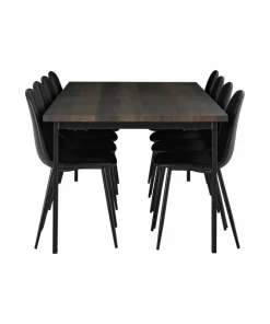 Ellos Home Spisegruppe Ritha med bord 220x100 cm + 8 stoler imitert skinn