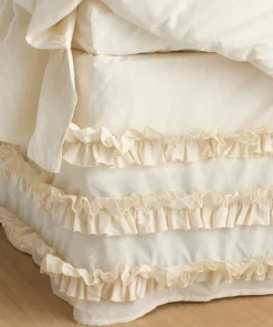 Ellos Sengekappe Juliette Curve Frill i vasket bomull 52 cm