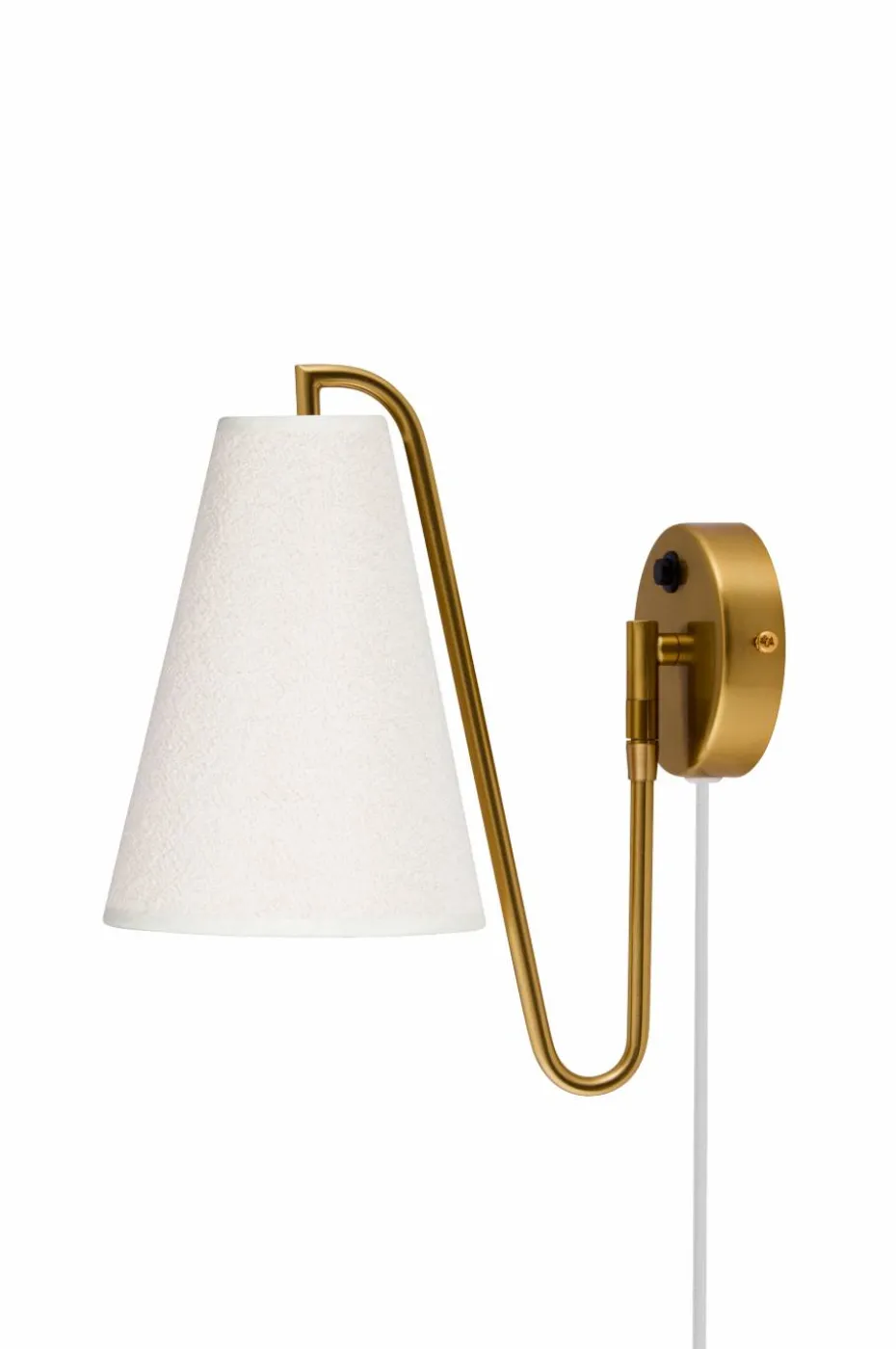 Globen Lighting Vegglampe Lou Hvit bouclé/bronse