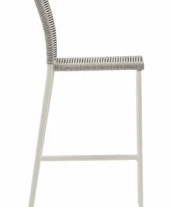 Kave Home Culip utendørs krakk laget av tauverk og hvit aluminium, 65 cm