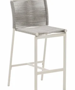 Kave Home Culip utendørs krakk laget av tauverk og hvit aluminium, 65 cm