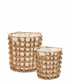 Kave Home Dilam sett med 2 kurver i naturfiber, Ø 30 cm / Ø 38 cm