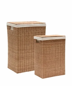 Kave Home Indali sett med 2 rottingkurver, 57 x 44 cm / 47 x 37 cm