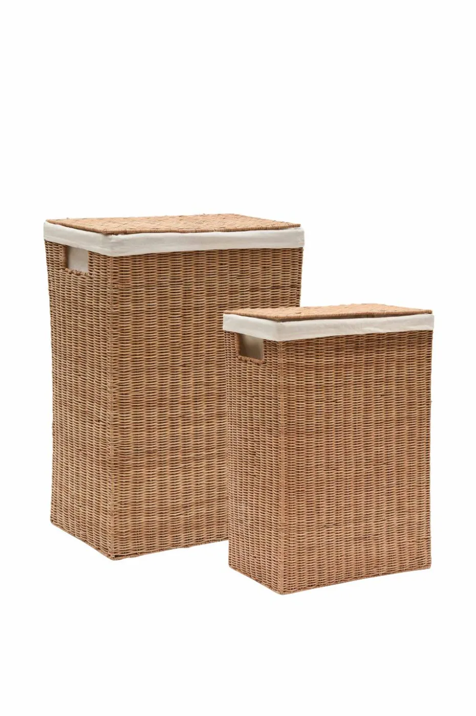 Kave Home Indali sett med 2 rottingkurver, 57 x 44 cm / 47 x 37 cm