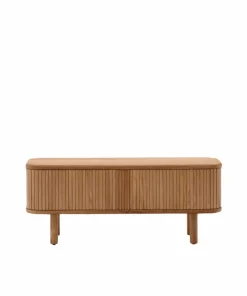 Kave Home Mailen TV-bord med 2 dører i askfinér med mørk finish 120 x 50 cm