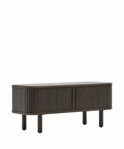 Kave Home Mailen TV-bord med 2 dører i askfinér med mørk finish 120 x 50 cm