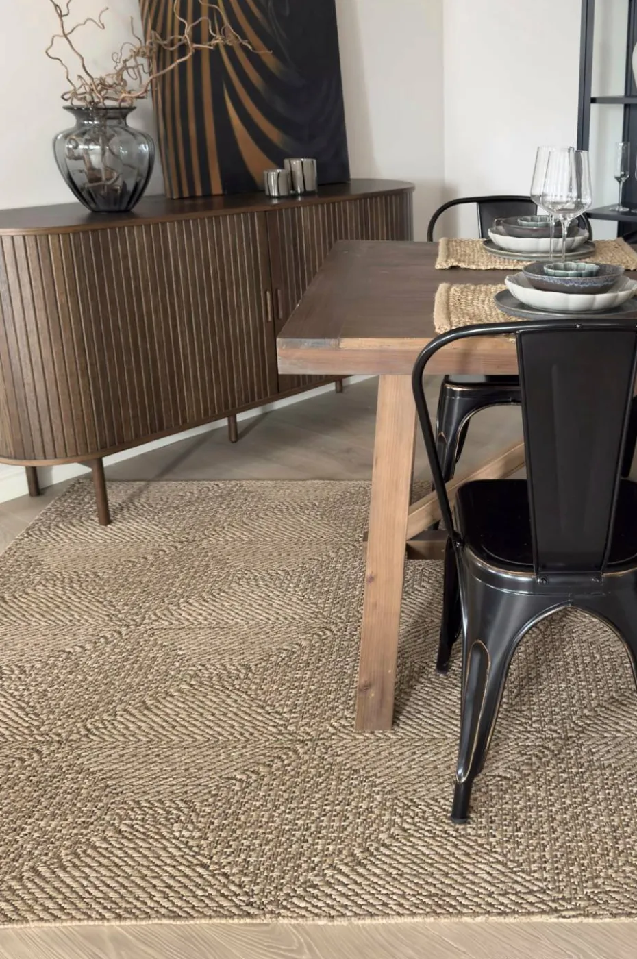 KM Home Flatvevd teppe Natural