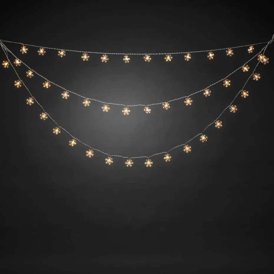 Konstsmide Gardinlenke 44 snøkrystaller LED 125 cm